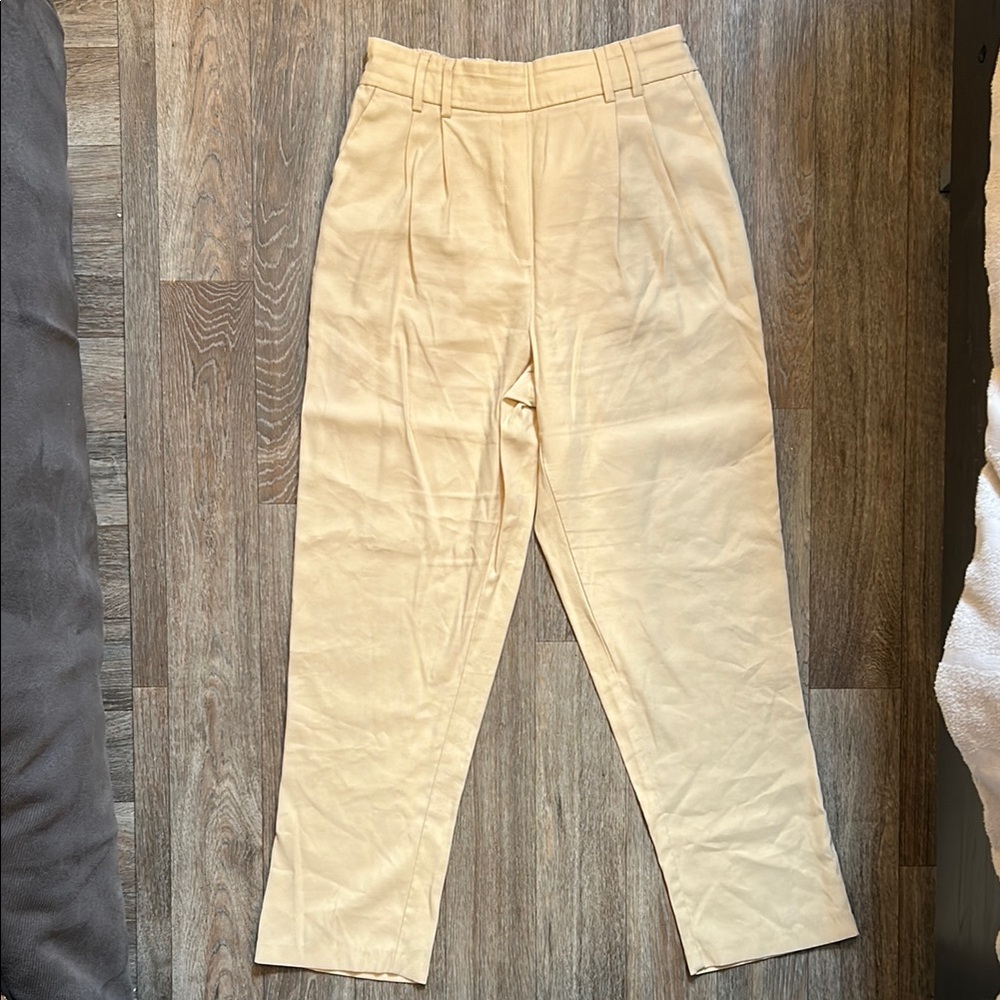 Beige High-Waisted Trousers